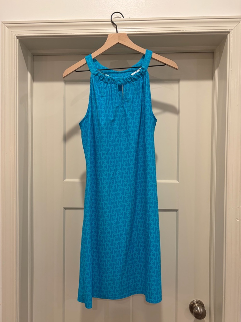 Jude Connally Turquoise Patterned Halter Midi Dress
